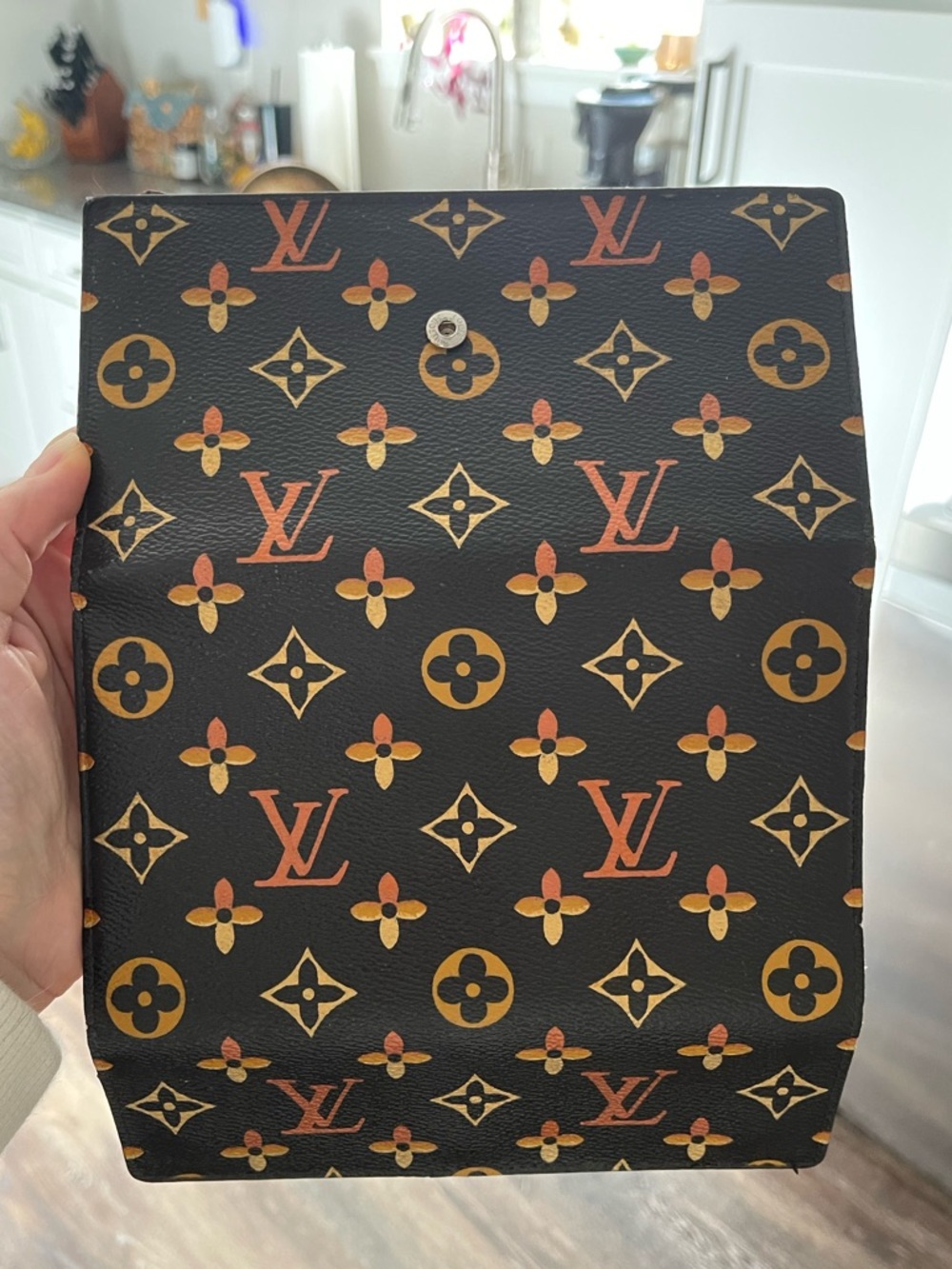 Louis Vuitton Monogram Canvas Clutch with Orange and Gold Accents - NFS READ 👇🏼